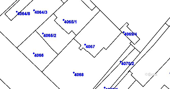 Parcela st. 4067 v KÚ Teplice, Katastrální mapa