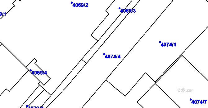 Parcela st. 4074/4 v KÚ Teplice, Katastrální mapa