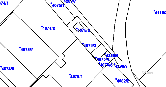 Parcela st. 4075/3 v KÚ Teplice, Katastrální mapa