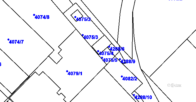 Parcela st. 4075/4 v KÚ Teplice, Katastrální mapa