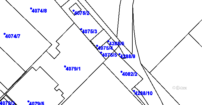Parcela st. 4075/5 v KÚ Teplice, Katastrální mapa