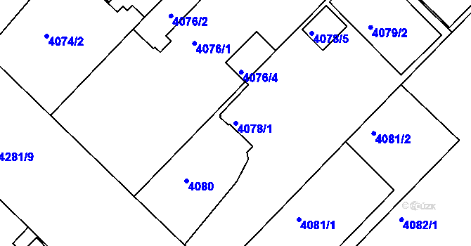 Parcela st. 4078/1 v KÚ Teplice, Katastrální mapa