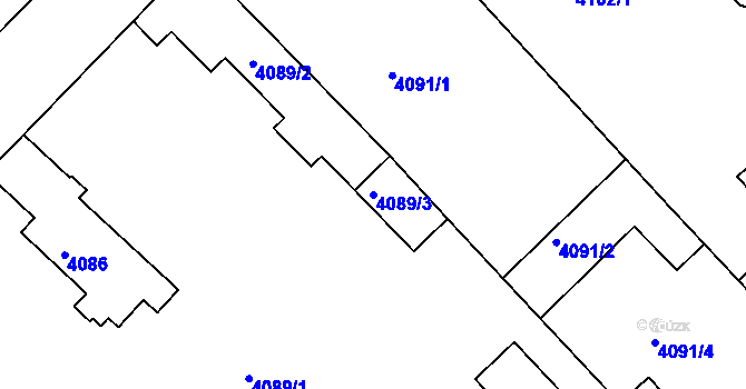 Parcela st. 4089/3 v KÚ Teplice, Katastrální mapa