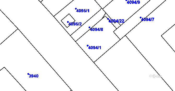 Parcela st. 4094/1 v KÚ Teplice, Katastrální mapa