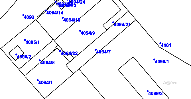 Parcela st. 4094/7 v KÚ Teplice, Katastrální mapa