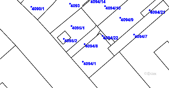 Parcela st. 4094/8 v KÚ Teplice, Katastrální mapa