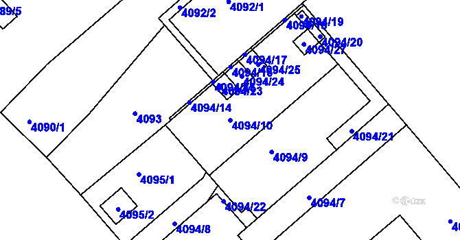 Parcela st. 4094/10 v KÚ Teplice, Katastrální mapa