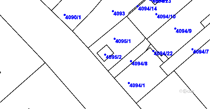 Parcela st. 4095/2 v KÚ Teplice, Katastrální mapa