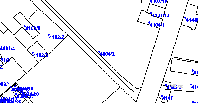Parcela st. 4104/2 v KÚ Teplice, Katastrální mapa