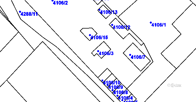 Parcela st. 4106/3 v KÚ Teplice, Katastrální mapa