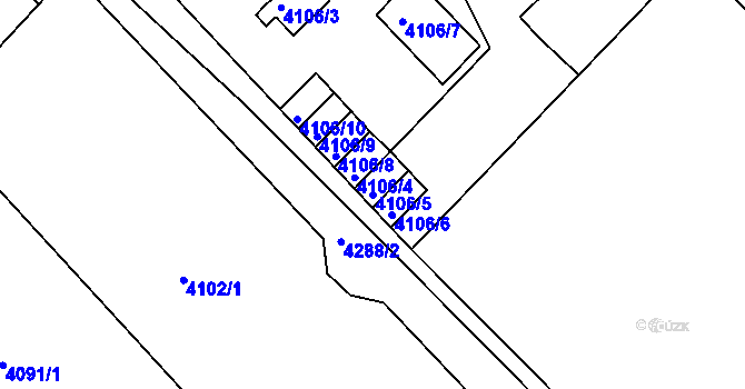 Parcela st. 4106/5 v KÚ Teplice, Katastrální mapa