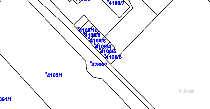 Parcela st. 4106/6 v KÚ Teplice, Katastrální mapa