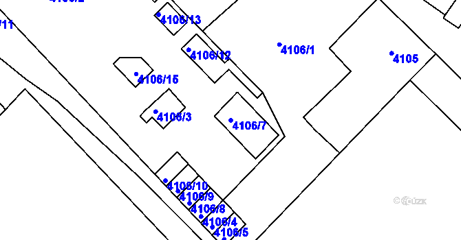 Parcela st. 4106/7 v KÚ Teplice, Katastrální mapa