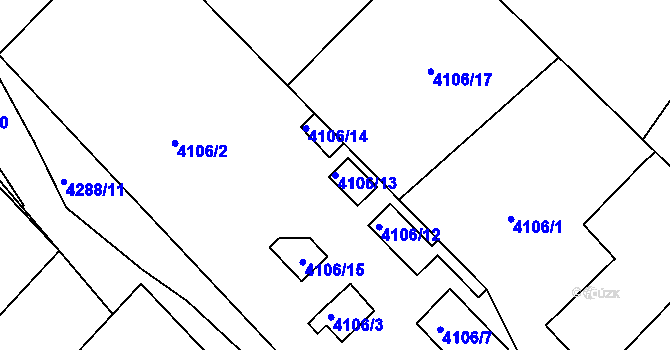 Parcela st. 4106/13 v KÚ Teplice, Katastrální mapa