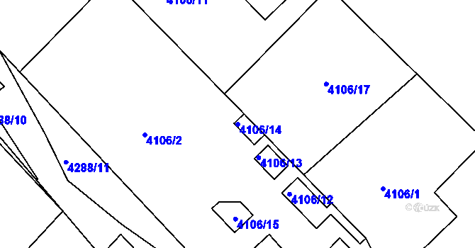 Parcela st. 4106/14 v KÚ Teplice, Katastrální mapa