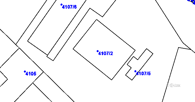 Parcela st. 4107/2 v KÚ Teplice, Katastrální mapa