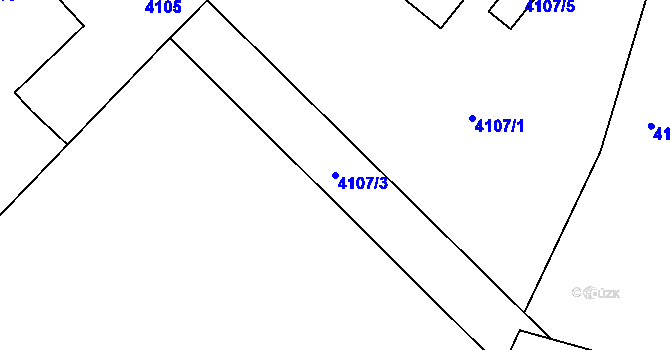 Parcela st. 4107/3 v KÚ Teplice, Katastrální mapa