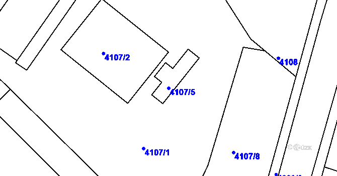 Parcela st. 4107/5 v KÚ Teplice, Katastrální mapa