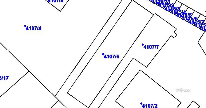 Parcela st. 4107/6 v KÚ Teplice, Katastrální mapa