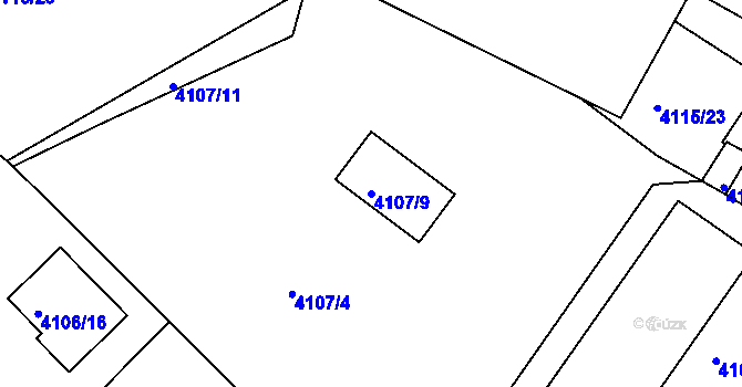 Parcela st. 4107/9 v KÚ Teplice, Katastrální mapa