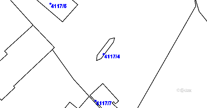 Parcela st. 4117/4 v KÚ Teplice, Katastrální mapa
