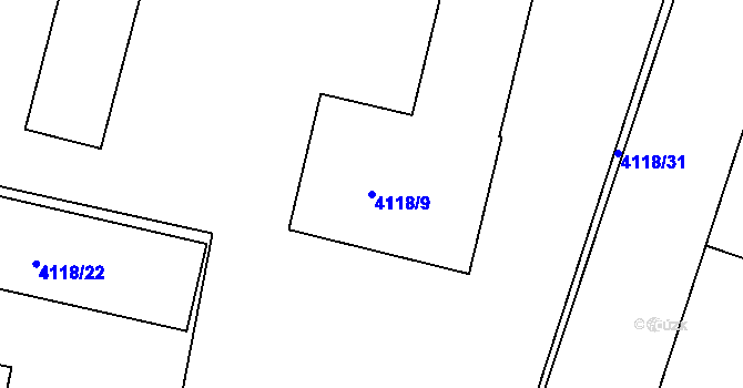 Parcela st. 4118/9 v KÚ Teplice, Katastrální mapa