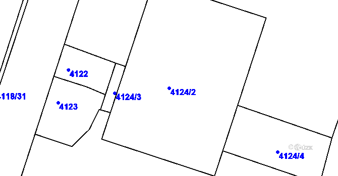 Parcela st. 4124/2 v KÚ Teplice, Katastrální mapa