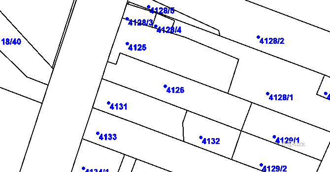 Parcela st. 4126 v KÚ Teplice, Katastrální mapa