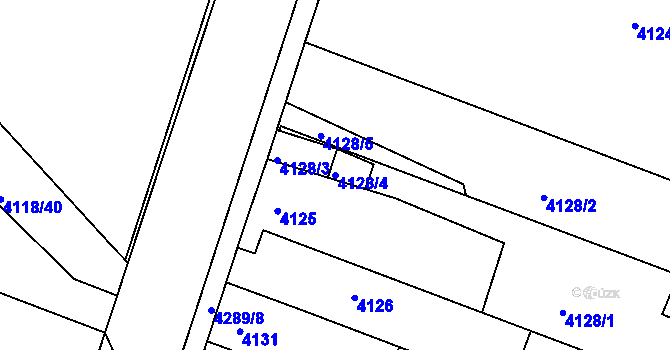 Parcela st. 4128/4 v KÚ Teplice, Katastrální mapa