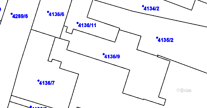 Parcela st. 4136/9 v KÚ Teplice, Katastrální mapa