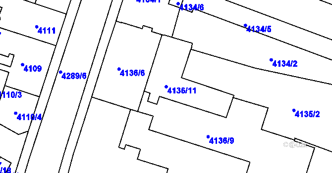 Parcela st. 4136/11 v KÚ Teplice, Katastrální mapa