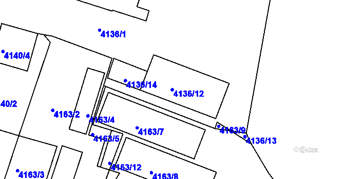 Parcela st. 4136/12 v KÚ Teplice, Katastrální mapa