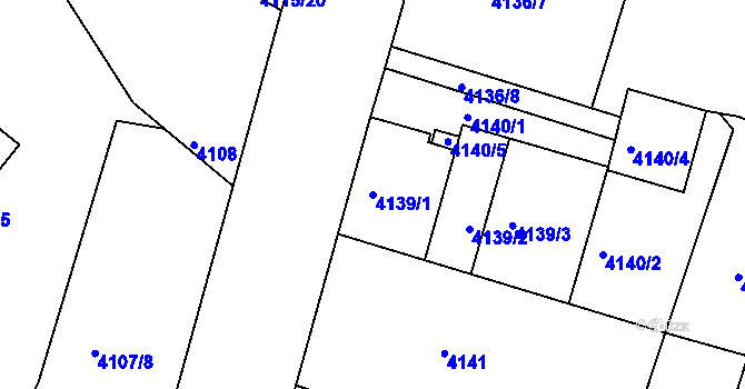 Parcela st. 4139/1 v KÚ Teplice, Katastrální mapa