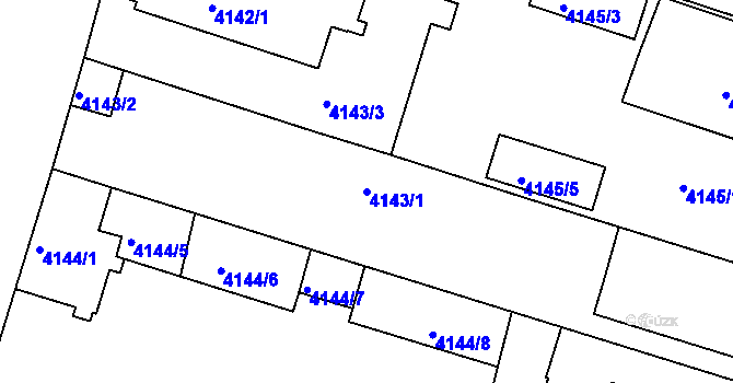 Parcela st. 4143/1 v KÚ Teplice, Katastrální mapa