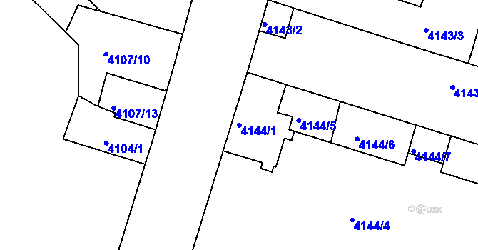 Parcela st. 4144/1 v KÚ Teplice, Katastrální mapa