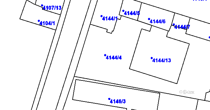 Parcela st. 4144/4 v KÚ Teplice, Katastrální mapa