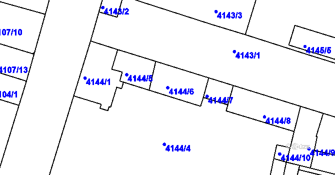 Parcela st. 4144/6 v KÚ Teplice, Katastrální mapa