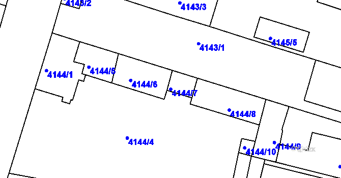 Parcela st. 4144/7 v KÚ Teplice, Katastrální mapa