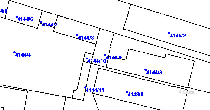 Parcela st. 4144/9 v KÚ Teplice, Katastrální mapa