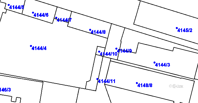 Parcela st. 4144/10 v KÚ Teplice, Katastrální mapa