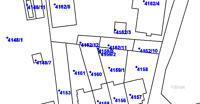 Parcela st. 4159/2 v KÚ Teplice, Katastrální mapa