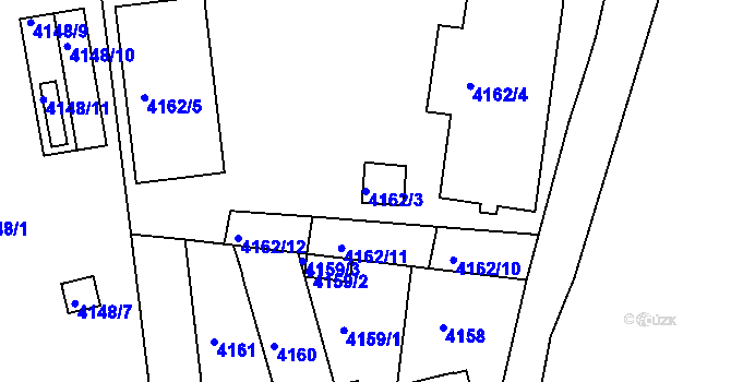 Parcela st. 4162/3 v KÚ Teplice, Katastrální mapa