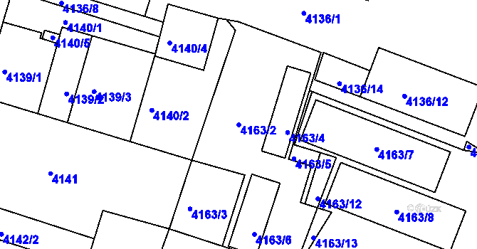 Parcela st. 4163/2 v KÚ Teplice, Katastrální mapa