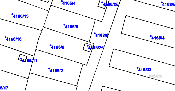 Parcela st. 4166/26 v KÚ Teplice, Katastrální mapa