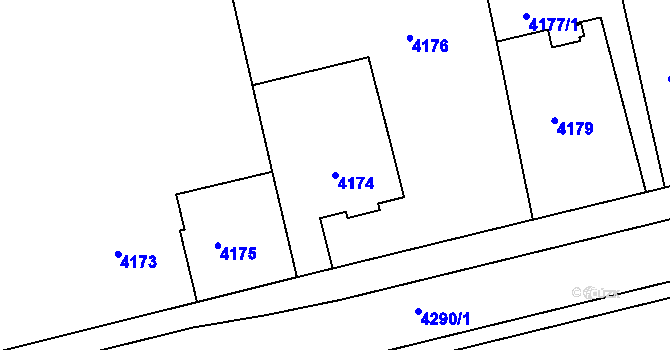 Parcela st. 4174 v KÚ Teplice, Katastrální mapa
