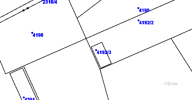 Parcela st. 4192/3 v KÚ Teplice, Katastrální mapa
