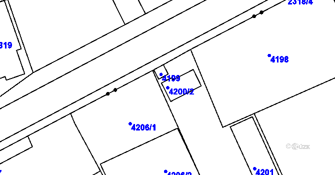 Parcela st. 4200/2 v KÚ Teplice, Katastrální mapa
