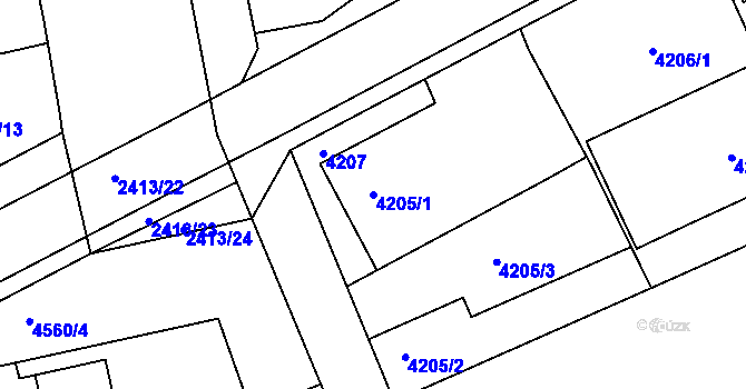 Parcela st. 4205/1 v KÚ Teplice, Katastrální mapa