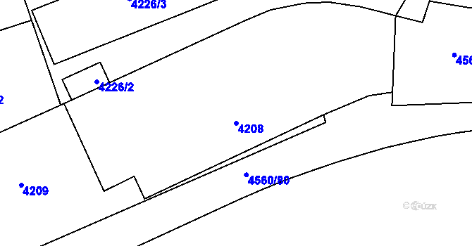 Parcela st. 4208 v KÚ Teplice, Katastrální mapa