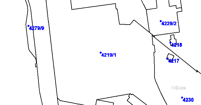 Parcela st. 4219/1 v KÚ Teplice, Katastrální mapa